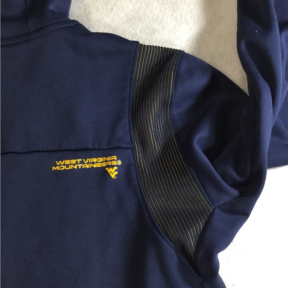 Nike Men’s West Virginia Navy and Gold Dri-FIT Hoodie SZ Large gently used #247 - Picture 13 of 14